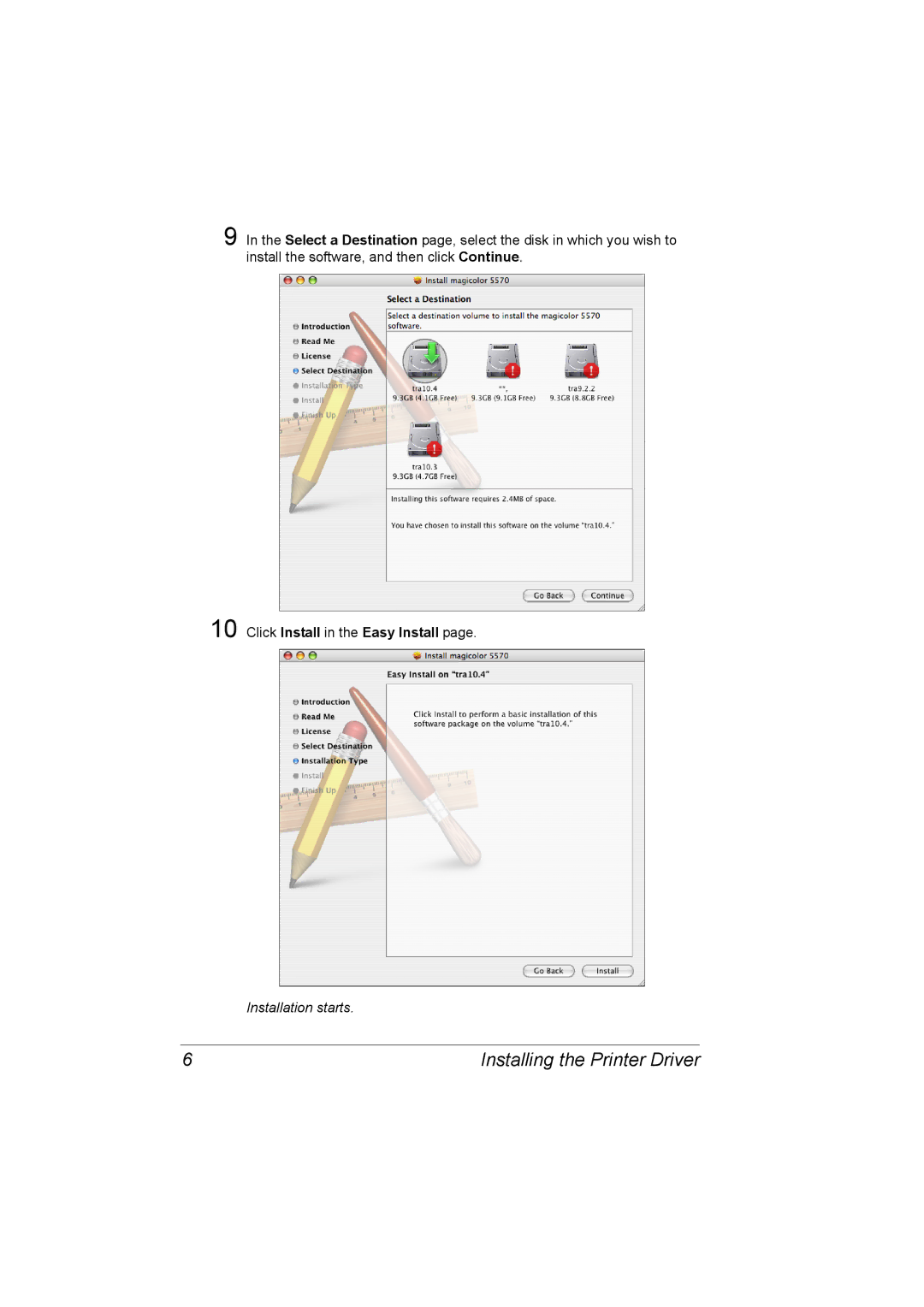 Konica Minolta 5550/5570 manual Click Install in the Easy Install, Installation starts 