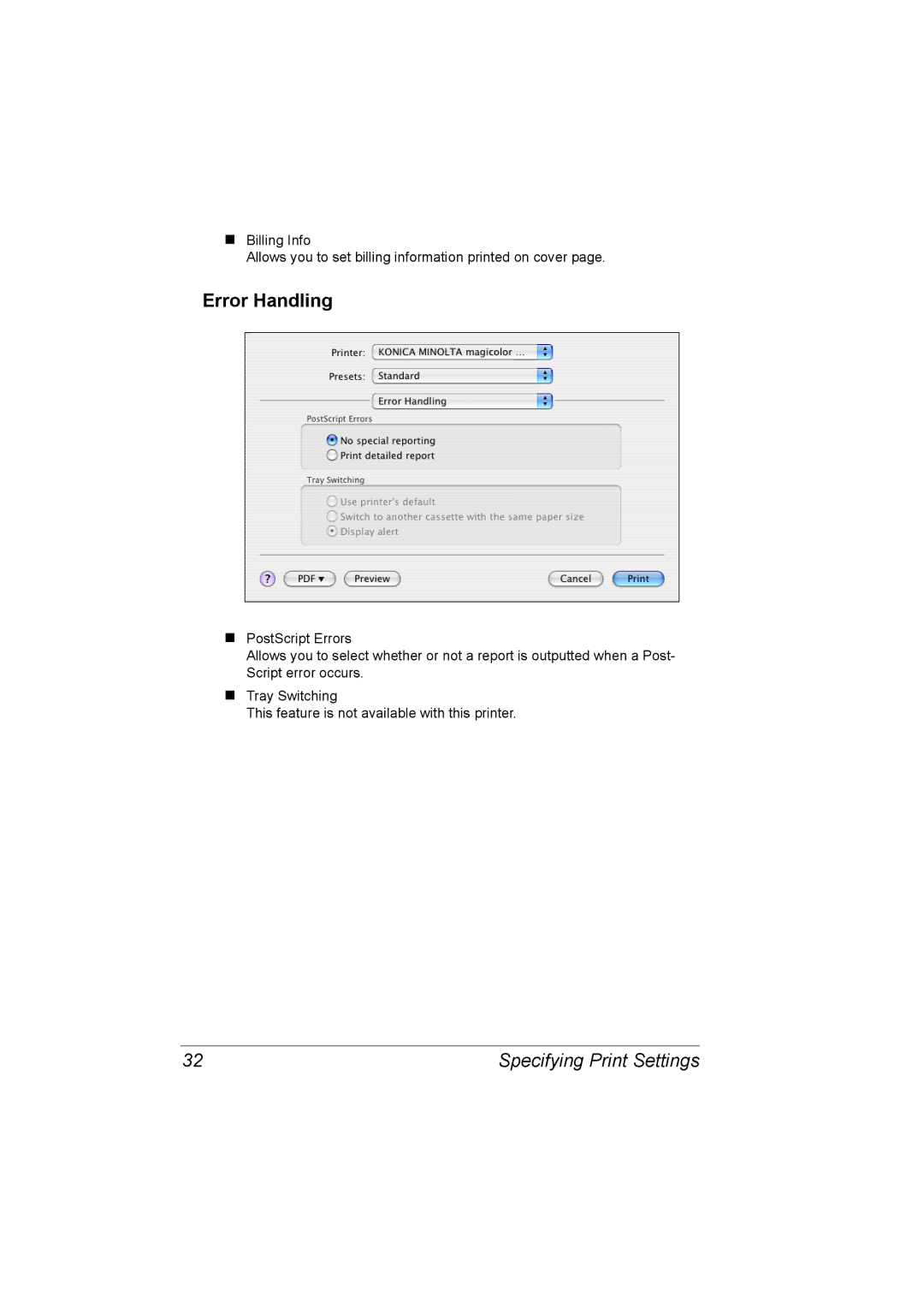 Konica Minolta 5550/5570 manual Error Handling 