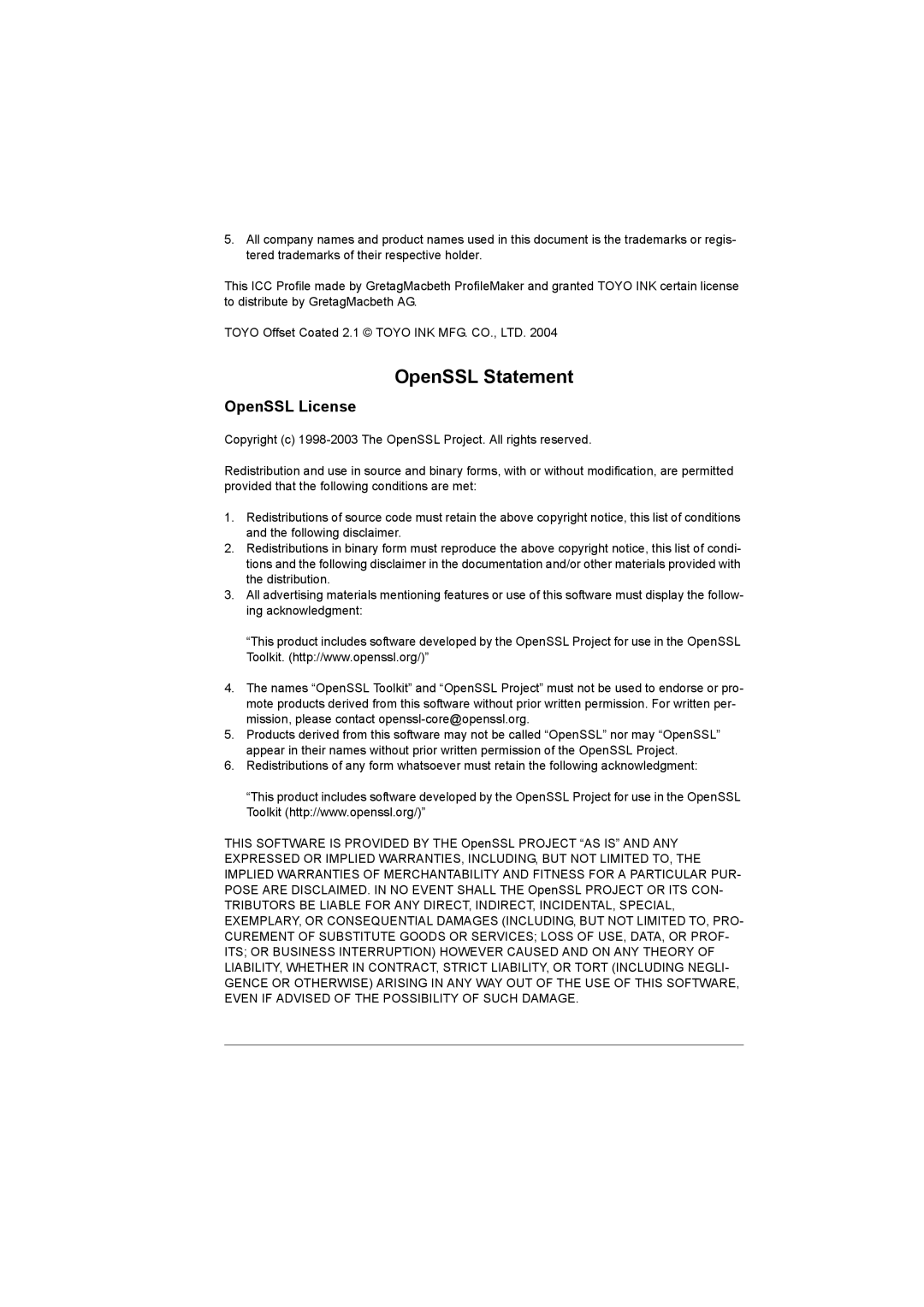 Konica Minolta 5550/5570 manual OpenSSL Statement, OpenSSL License 