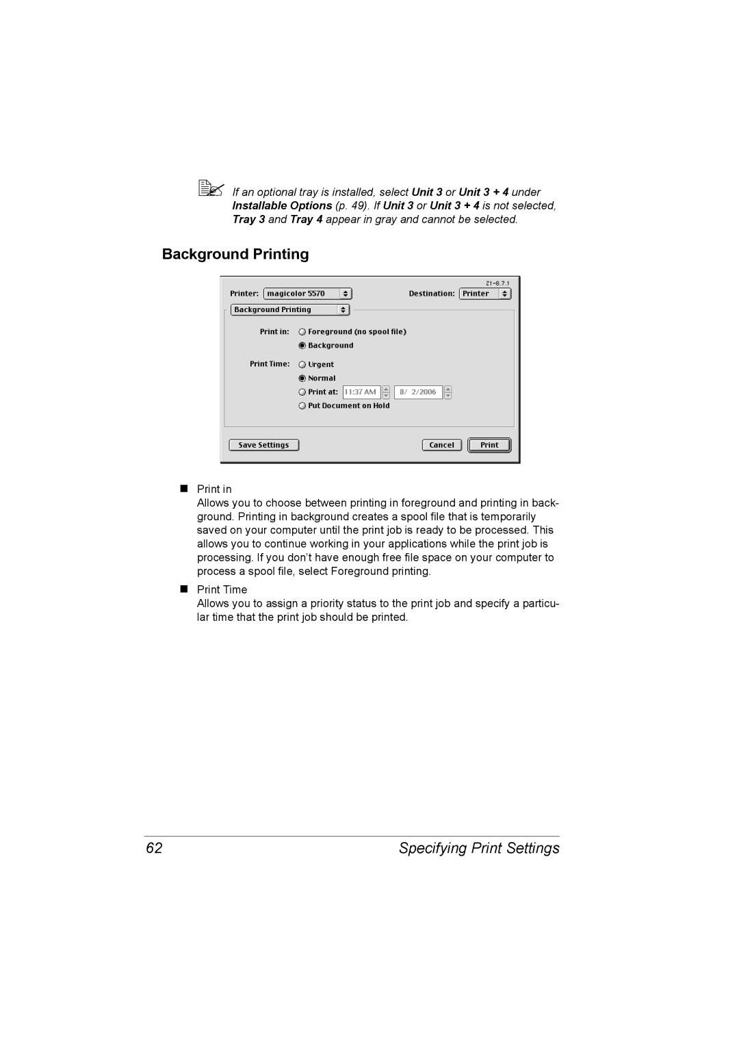 Konica Minolta 5550/5570 manual Background Printing 