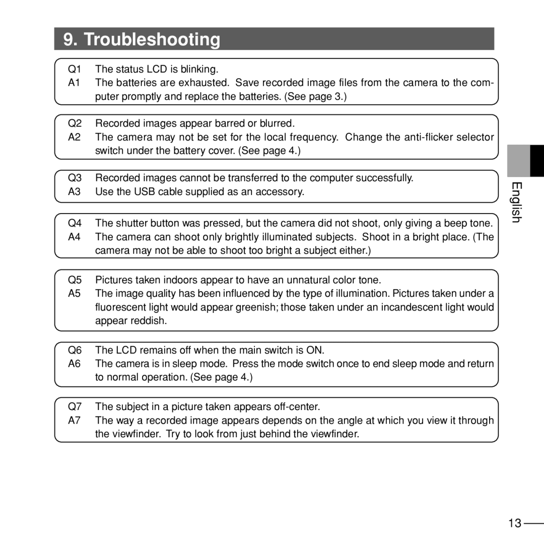 Konica Minolta 5D manual Troubleshooting 