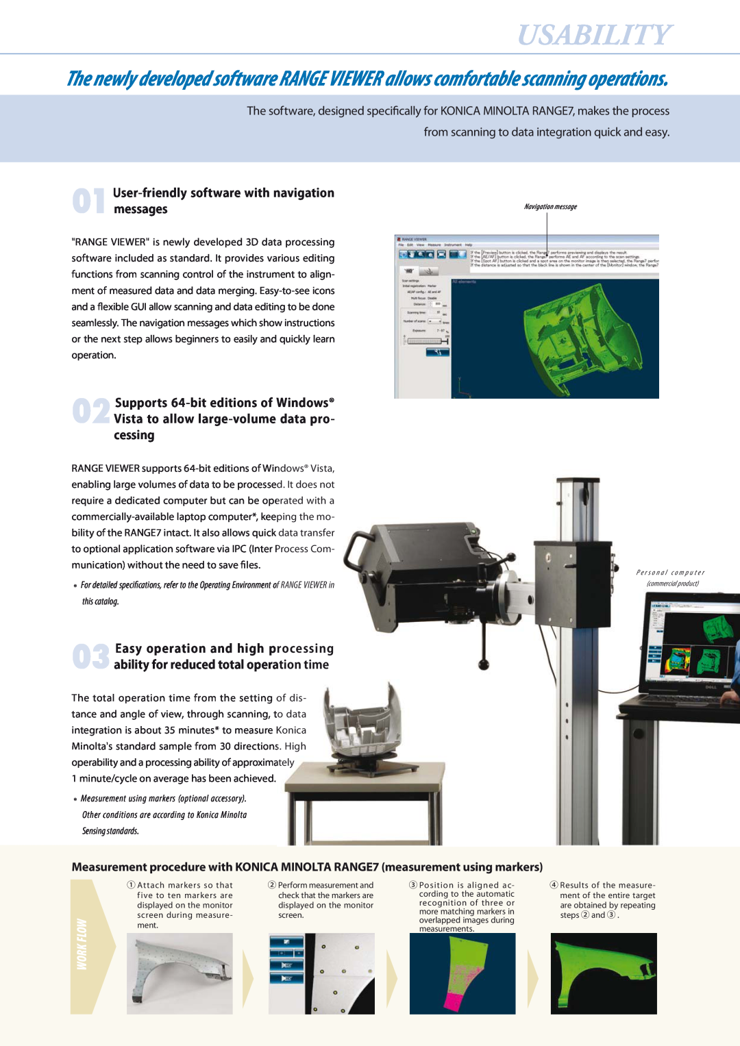 Konica Minolta 7 manual Usability, Work Flow 