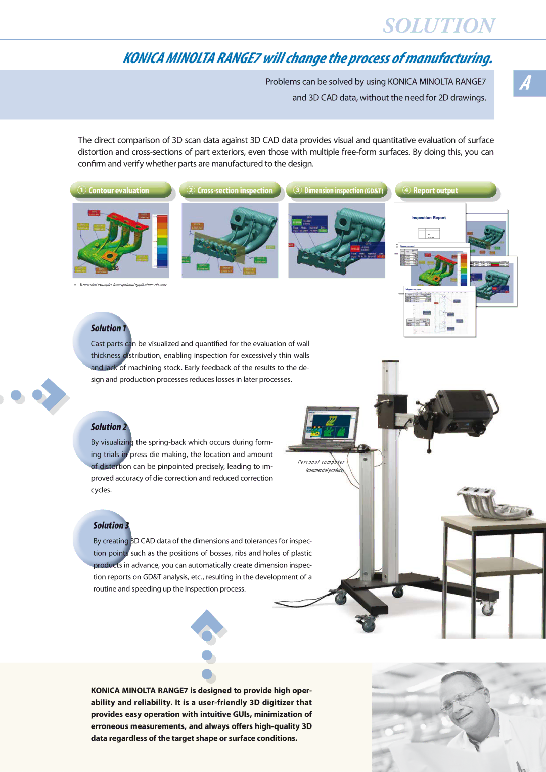 Konica Minolta 7 manual Solution, Distortion can be pinpointed precisely, leading to im, Cycles 