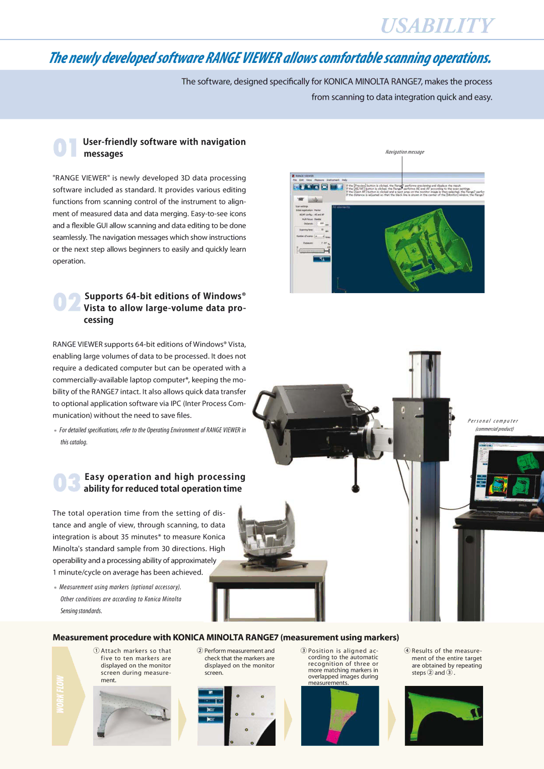 Konica Minolta 7 manual Usability, User-friendly software with navigation messages, Navigation message 