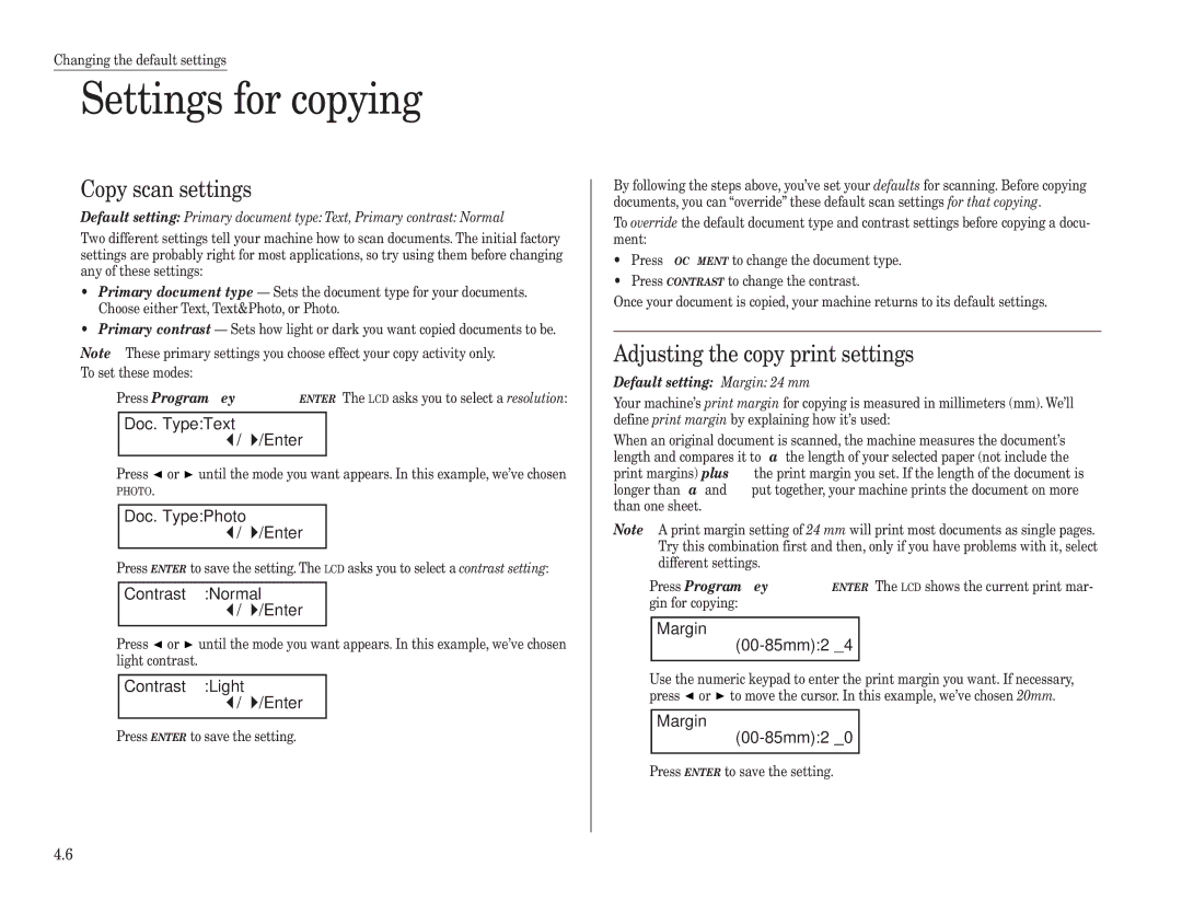 Konica Minolta 7013 manual Settings for copying, Copy scan settings, Adjusting the copy print settings 