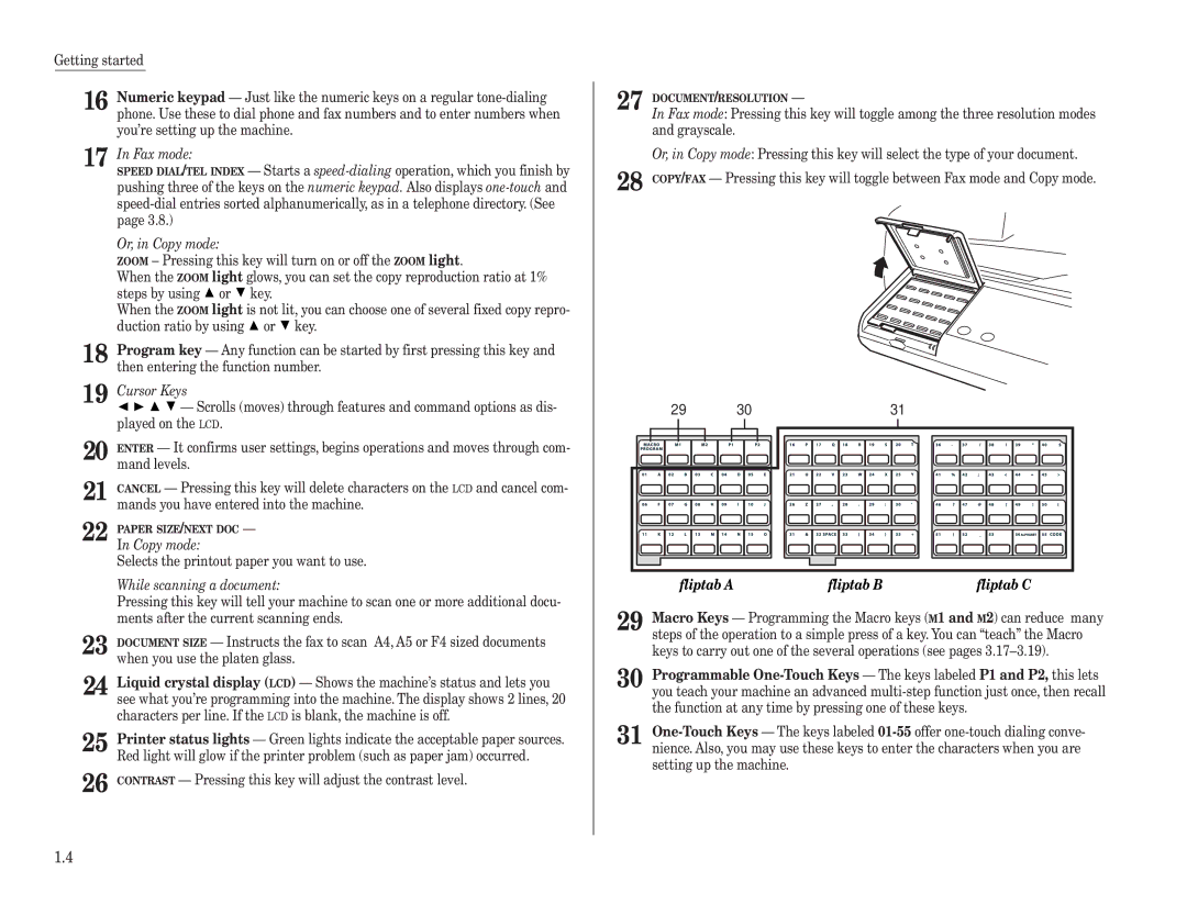 Konica Minolta 7013 manual Cursor Keys, Copy mode, While scanning a document, Fliptab a Fliptab B Fliptab C 