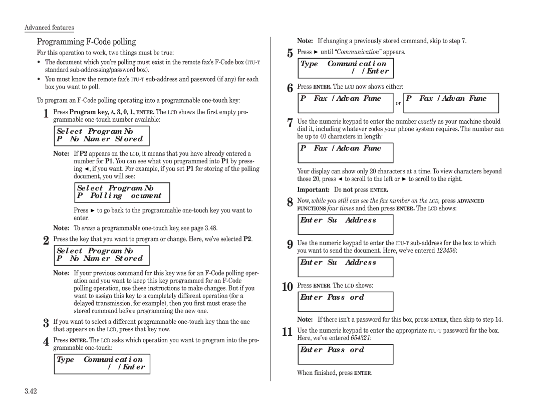 Konica Minolta 7013 manual Programming F-Code polling 