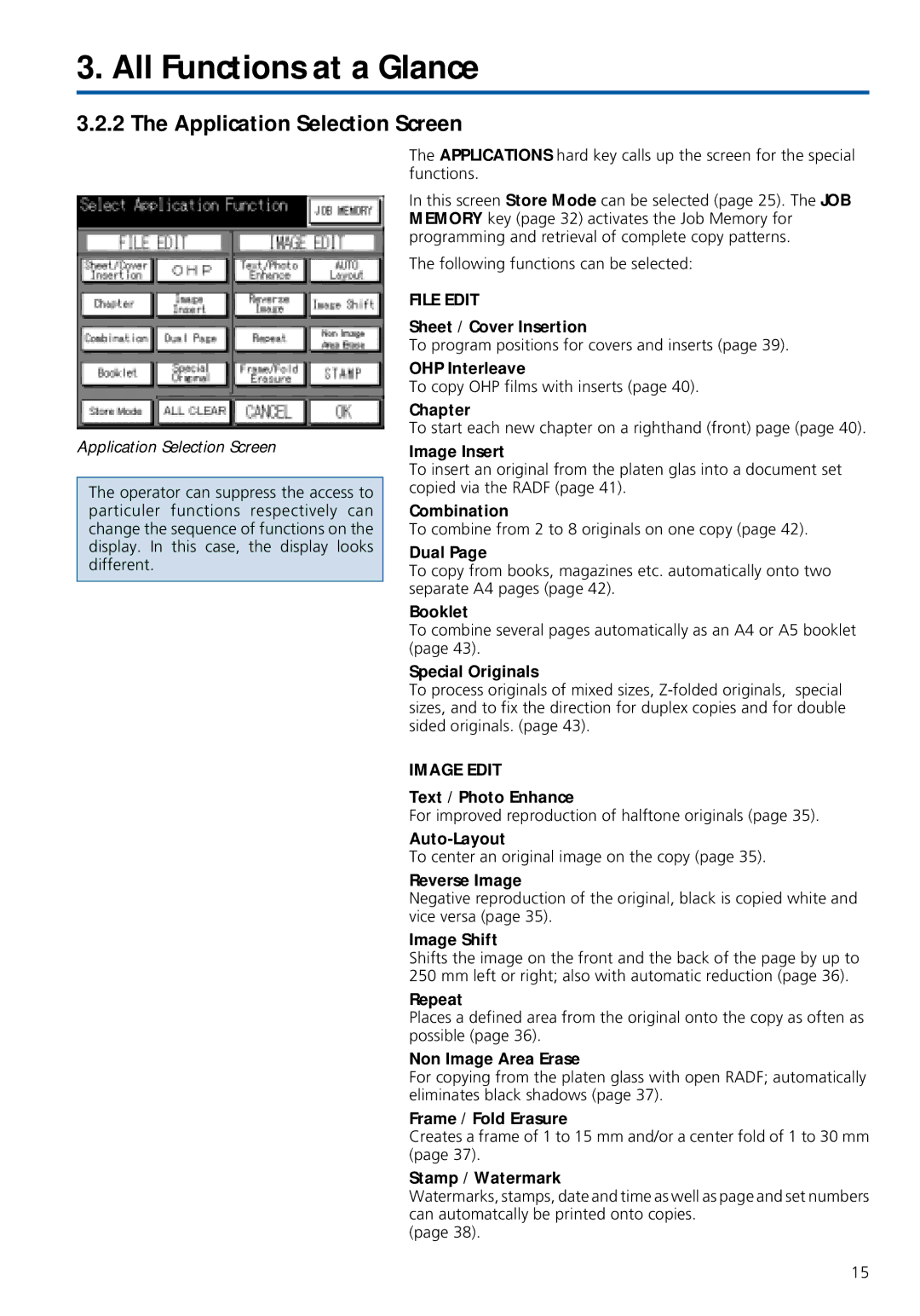 Konica Minolta 7020 instruction manual Application Selection Screen, File Edit, Image Edit 