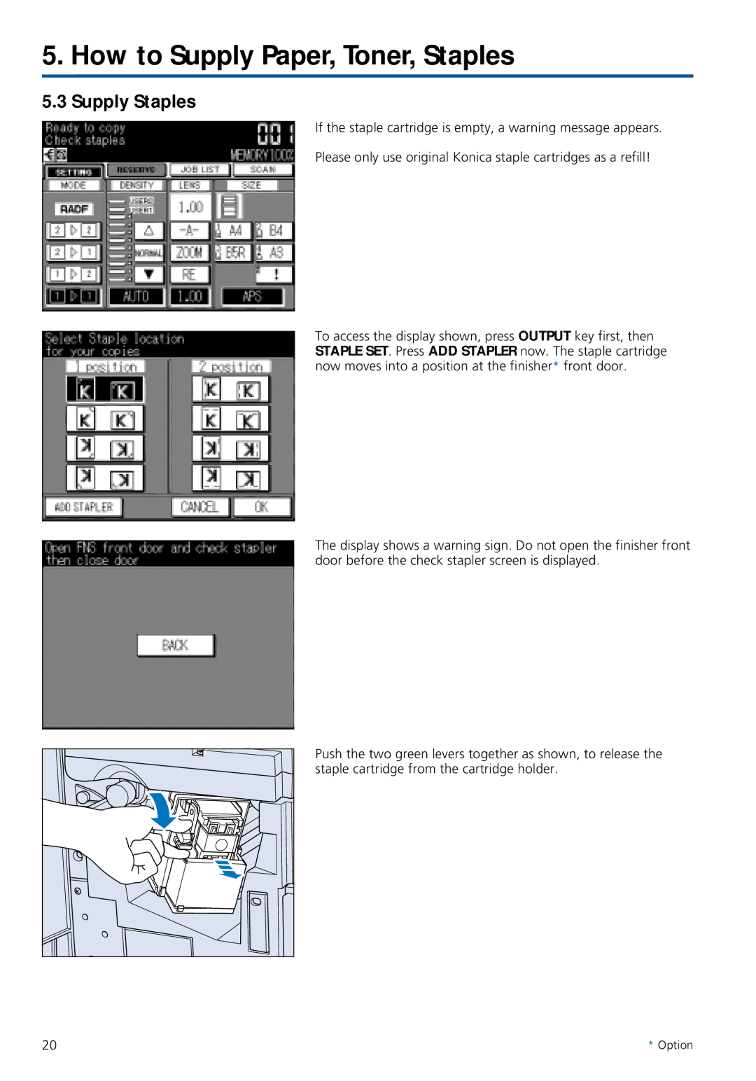 Konica Minolta 7020 instruction manual Supply Staples 