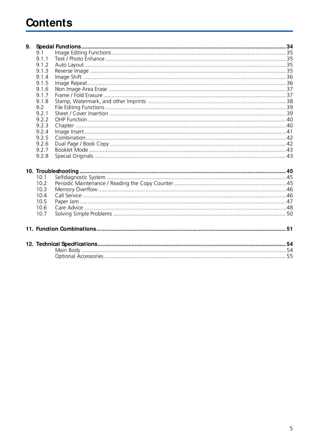 Konica Minolta 7020 instruction manual Contents 