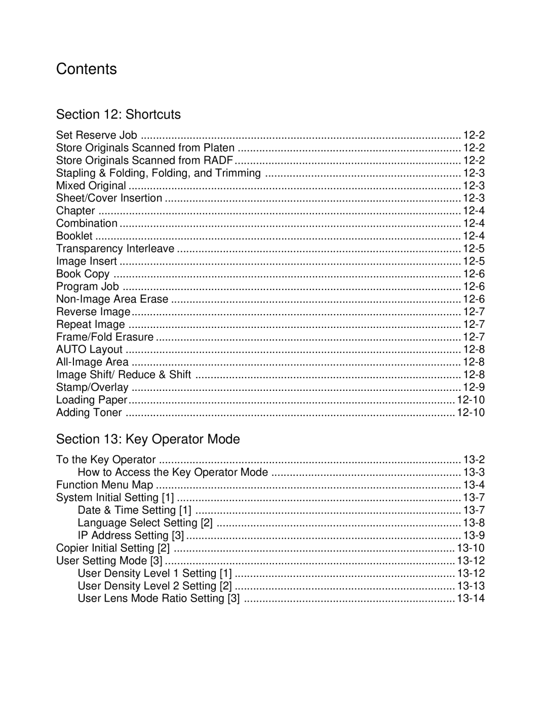 Konica Minolta 7075 manual Shortcuts, Key Operator Mode 