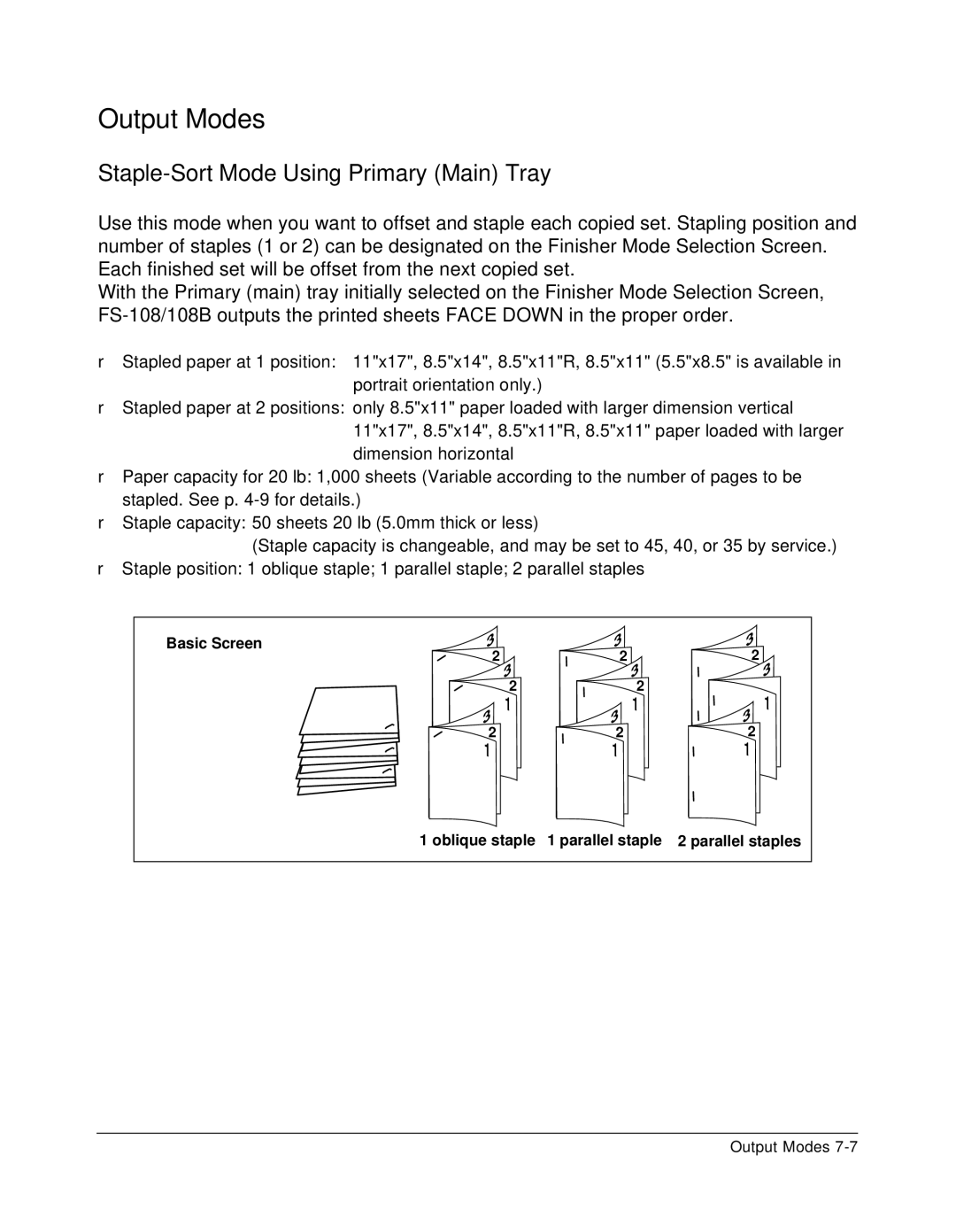 Konica Minolta 7075 manual Staple-Sort Mode Using Primary Main Tray 