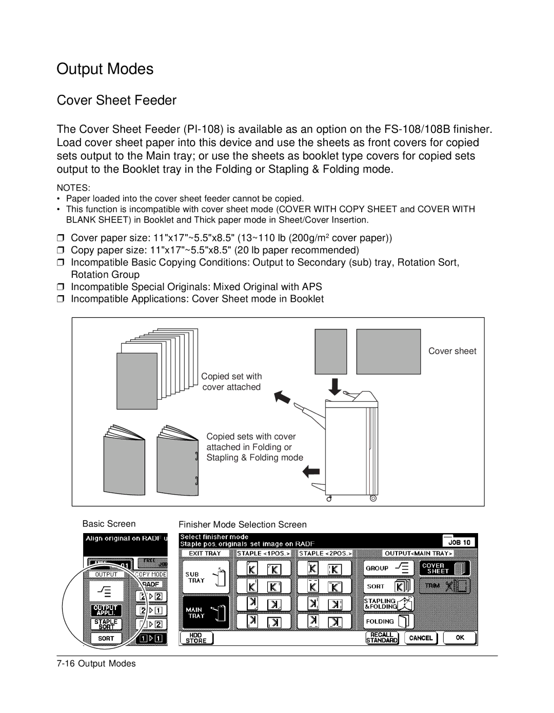 Konica Minolta 7075 manual Cover Sheet Feeder 