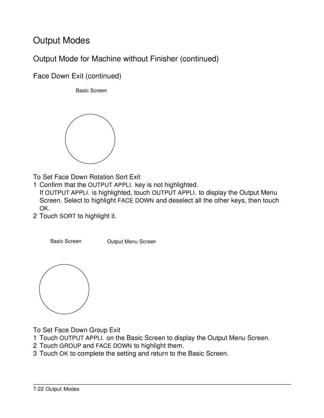 Konica Minolta 7075 manual To Set Face Down Rotation Sort Exit, To Set Face Down Group Exit 