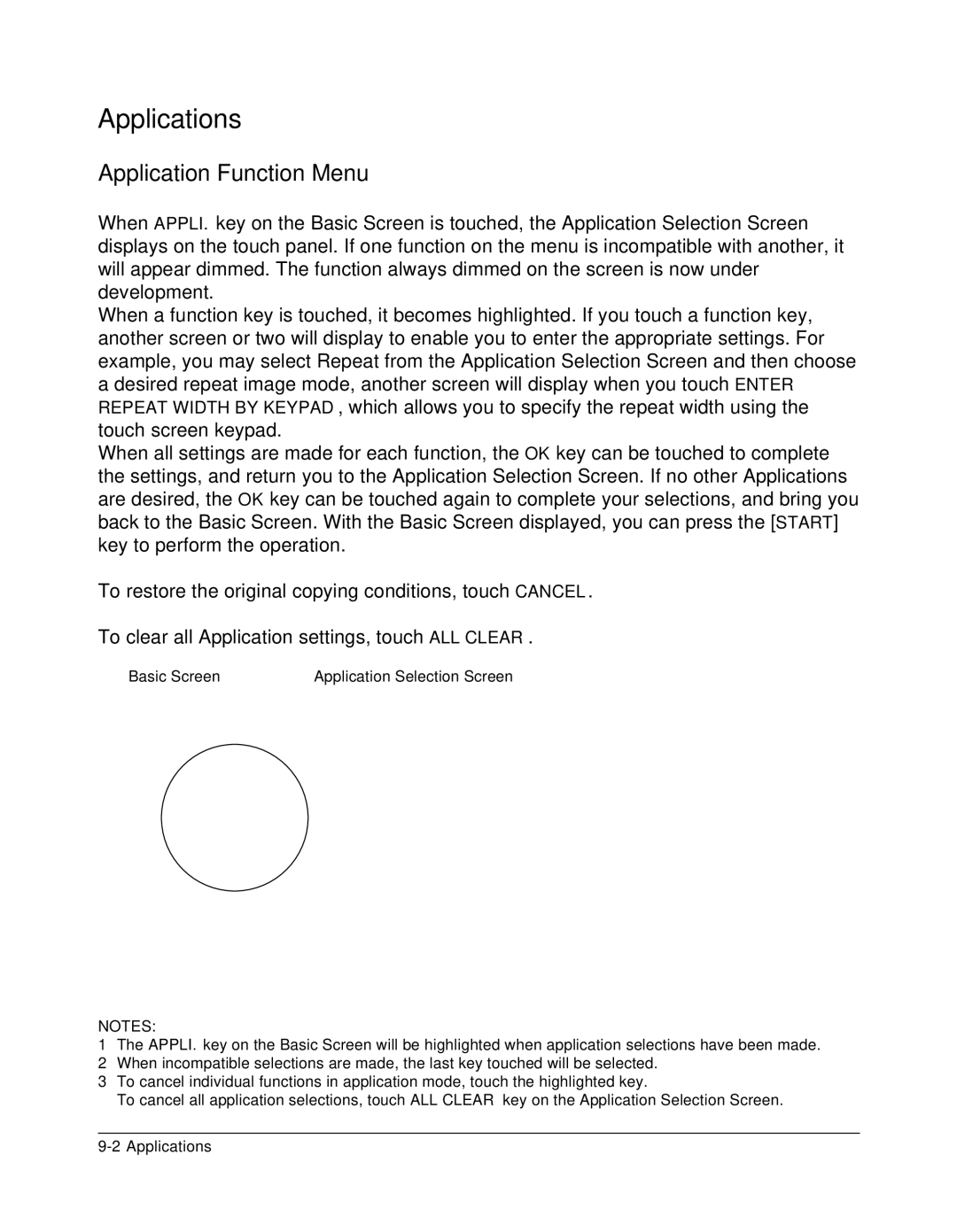 Konica Minolta 7075 manual Application Function Menu 