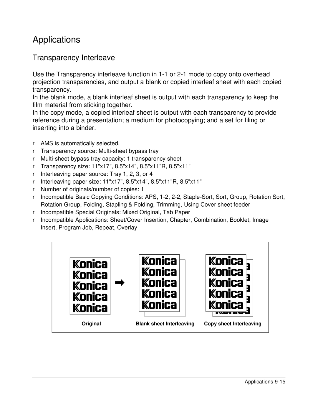 Konica Minolta 7075 manual Transparency Interleave 