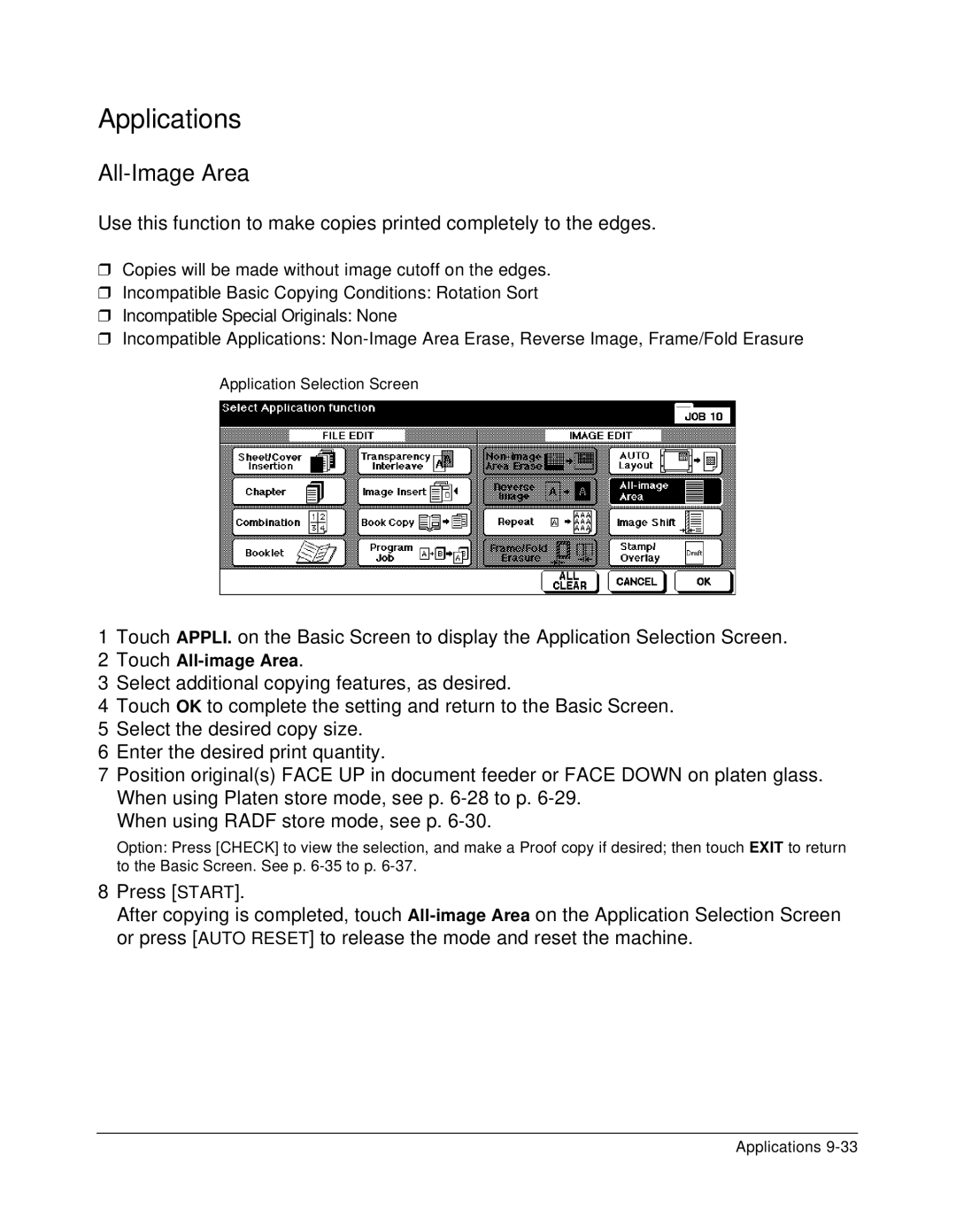 Konica Minolta 7075 manual Touch All-image Area 