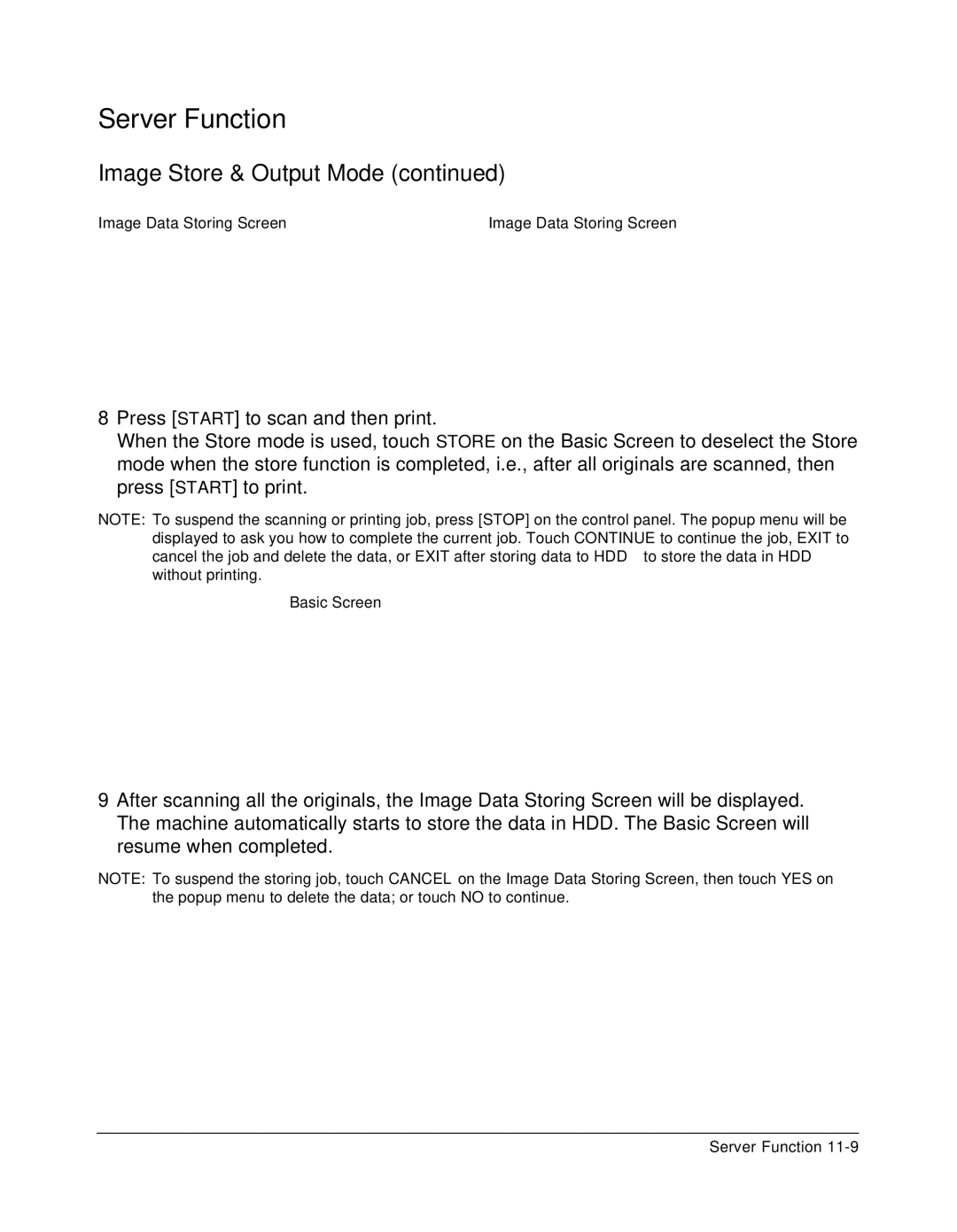 Konica Minolta 7075 manual Image Data Storing Screen 