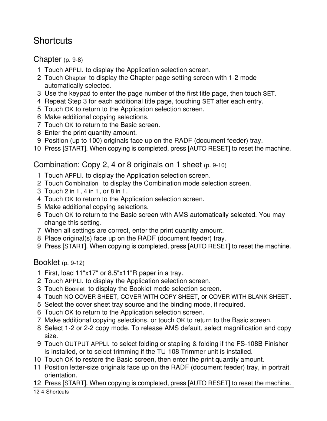 Konica Minolta 7075 manual Chapter p, Combination Copy 2, 4 or 8 originals on 1 sheet p 