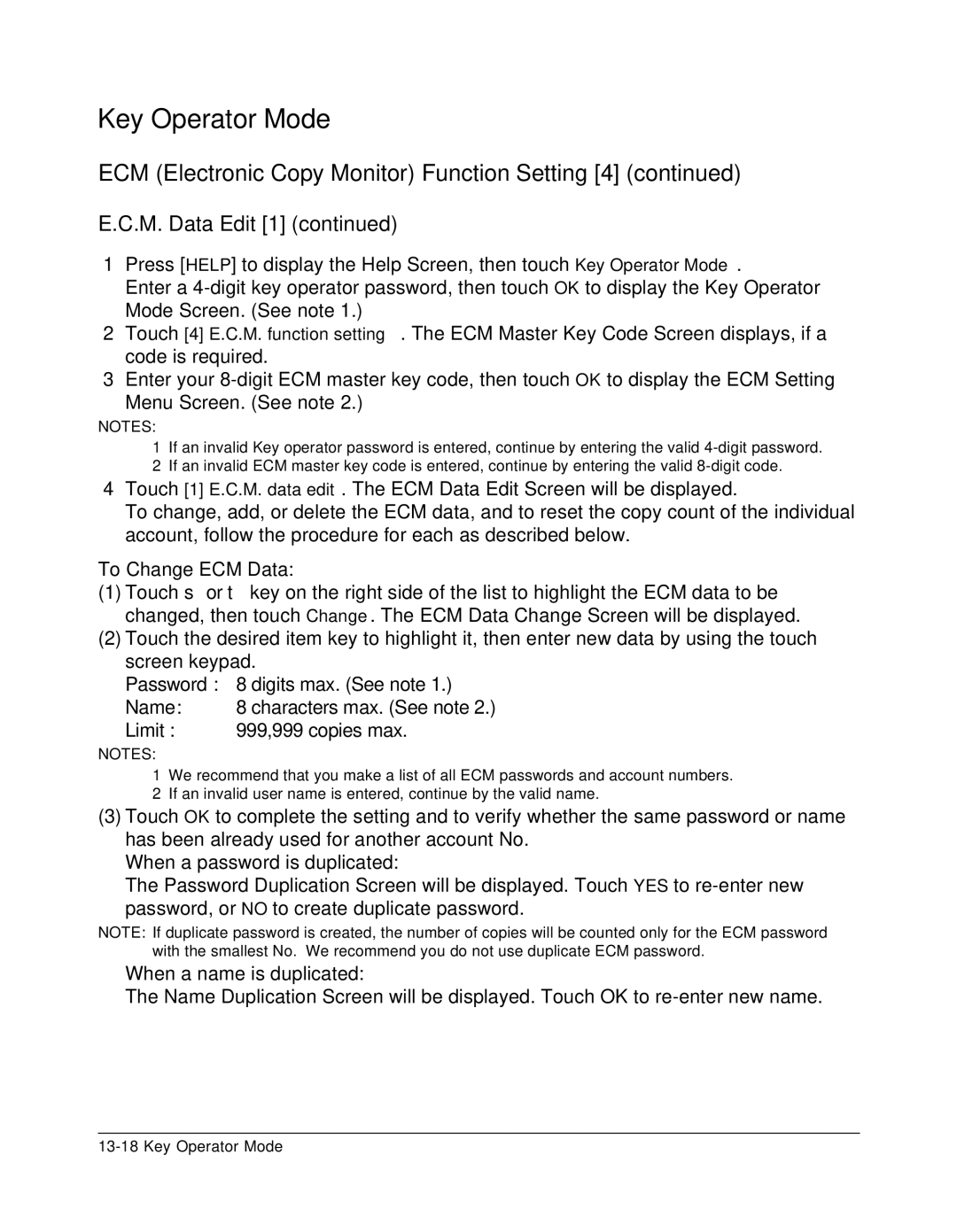 Konica Minolta 7075 manual To Change ECM Data 