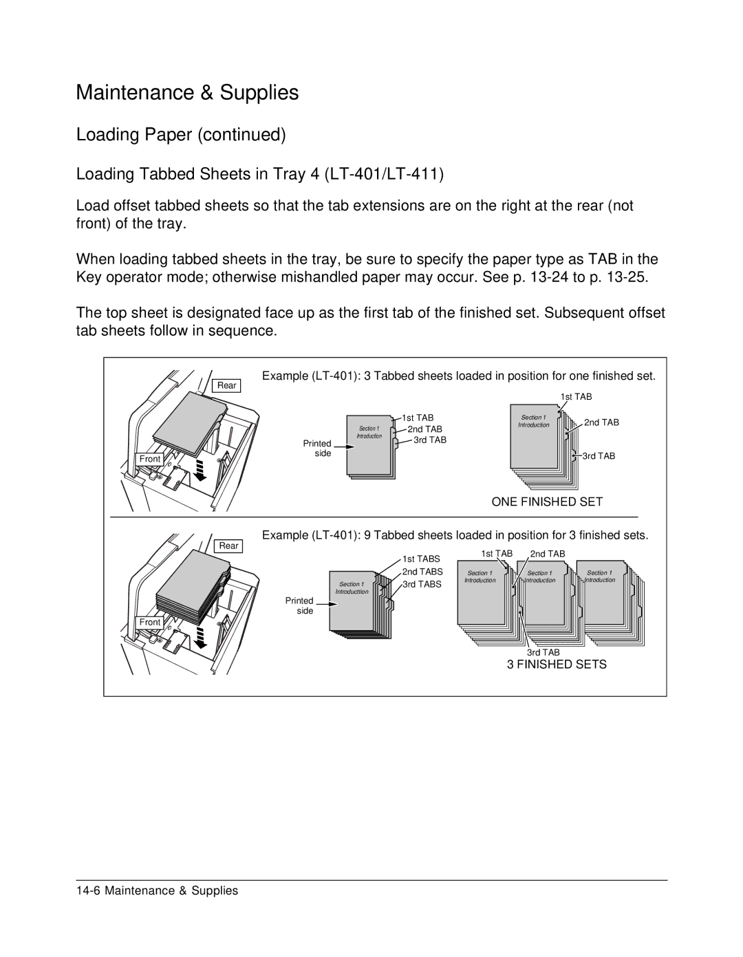 Konica Minolta 7075 manual Loading Tabbed Sheets in Tray 4 LT-401/LT-411 