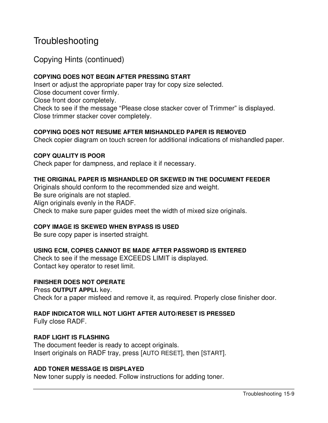 Konica Minolta 7075 manual Check paper for dampness, and replace it if necessary 