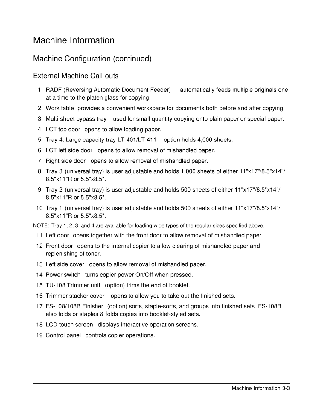 Konica Minolta 7075 manual External Machine Call-outs 