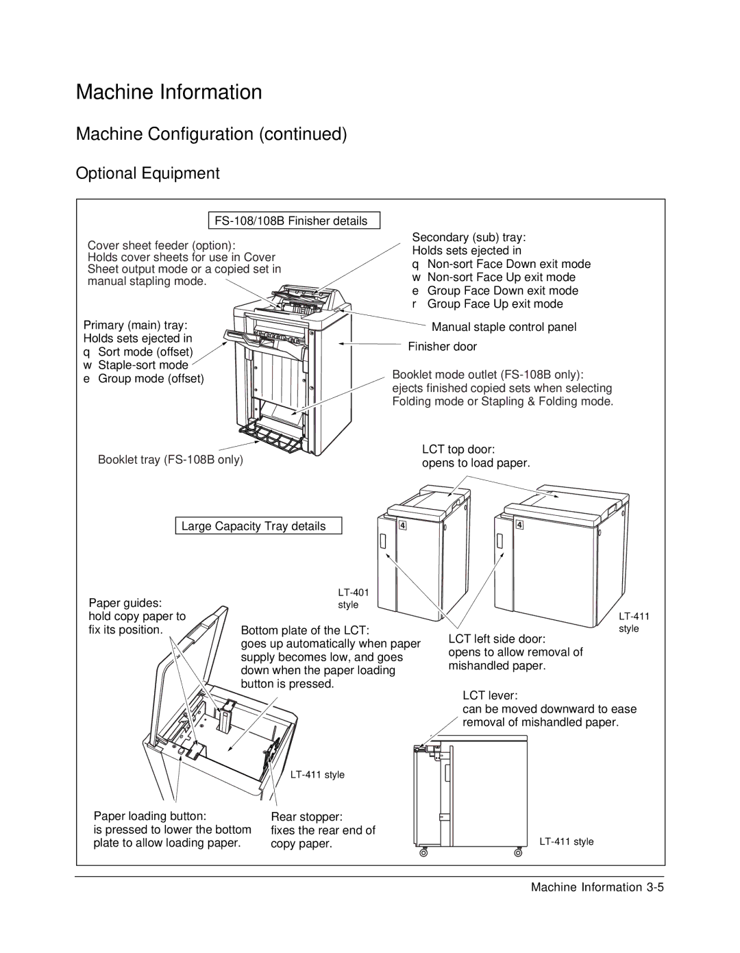 Konica Minolta 7075 manual Primary main tray Manual staple control panel 