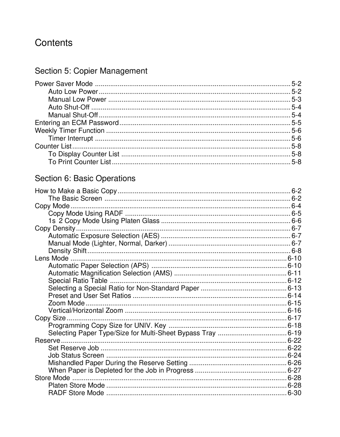 Konica Minolta 7075 manual Copier Management, Basic Operations 