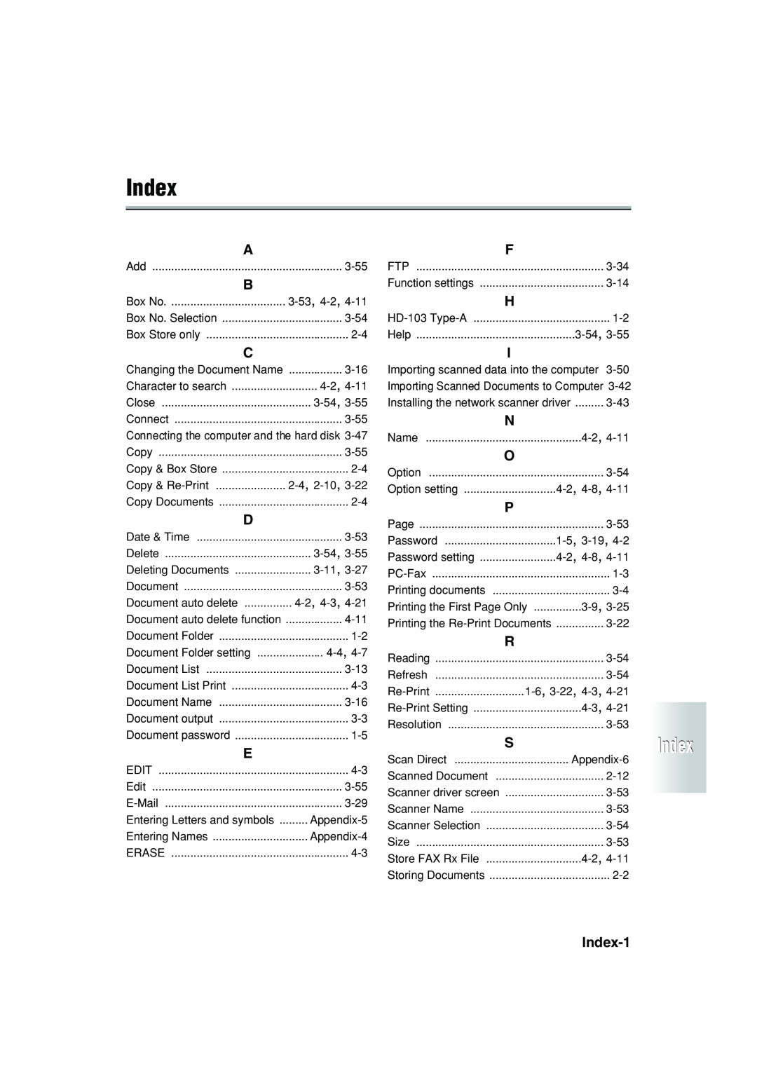 Konica Minolta 7222 manual Index 