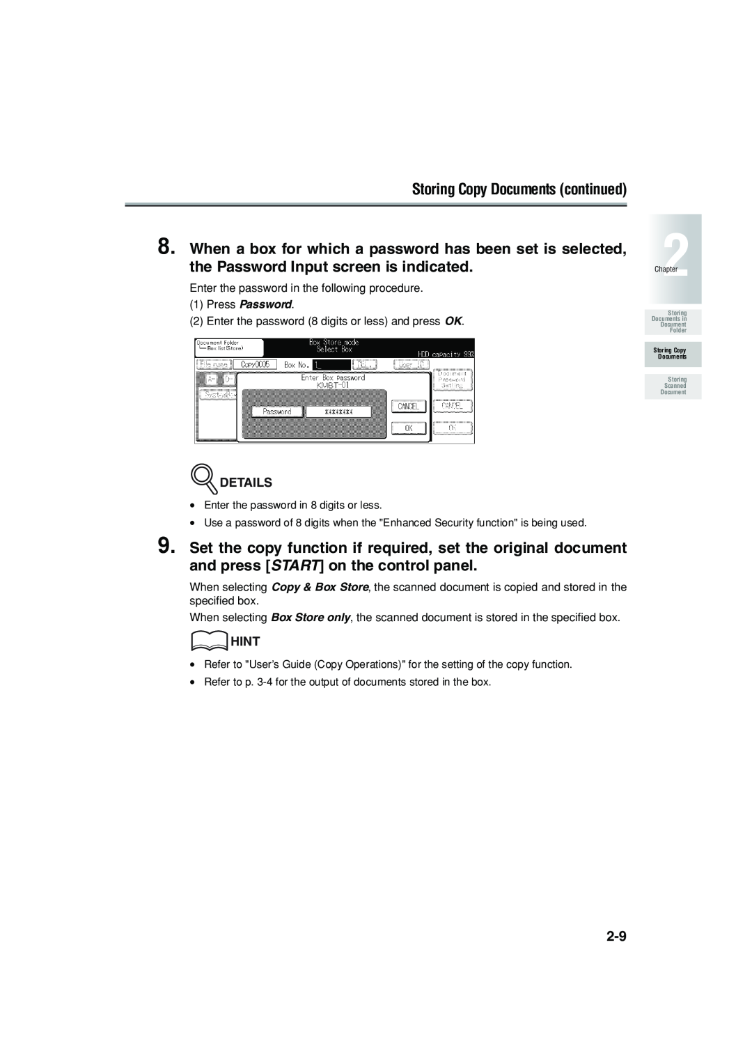 Konica Minolta 7222 manual Storing Copy Documents continued 