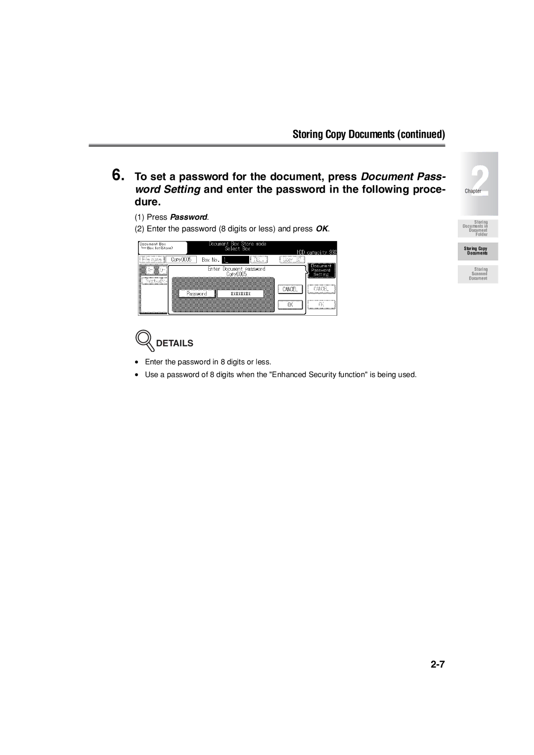 Konica Minolta 7222 manual Storing Copy Documents 