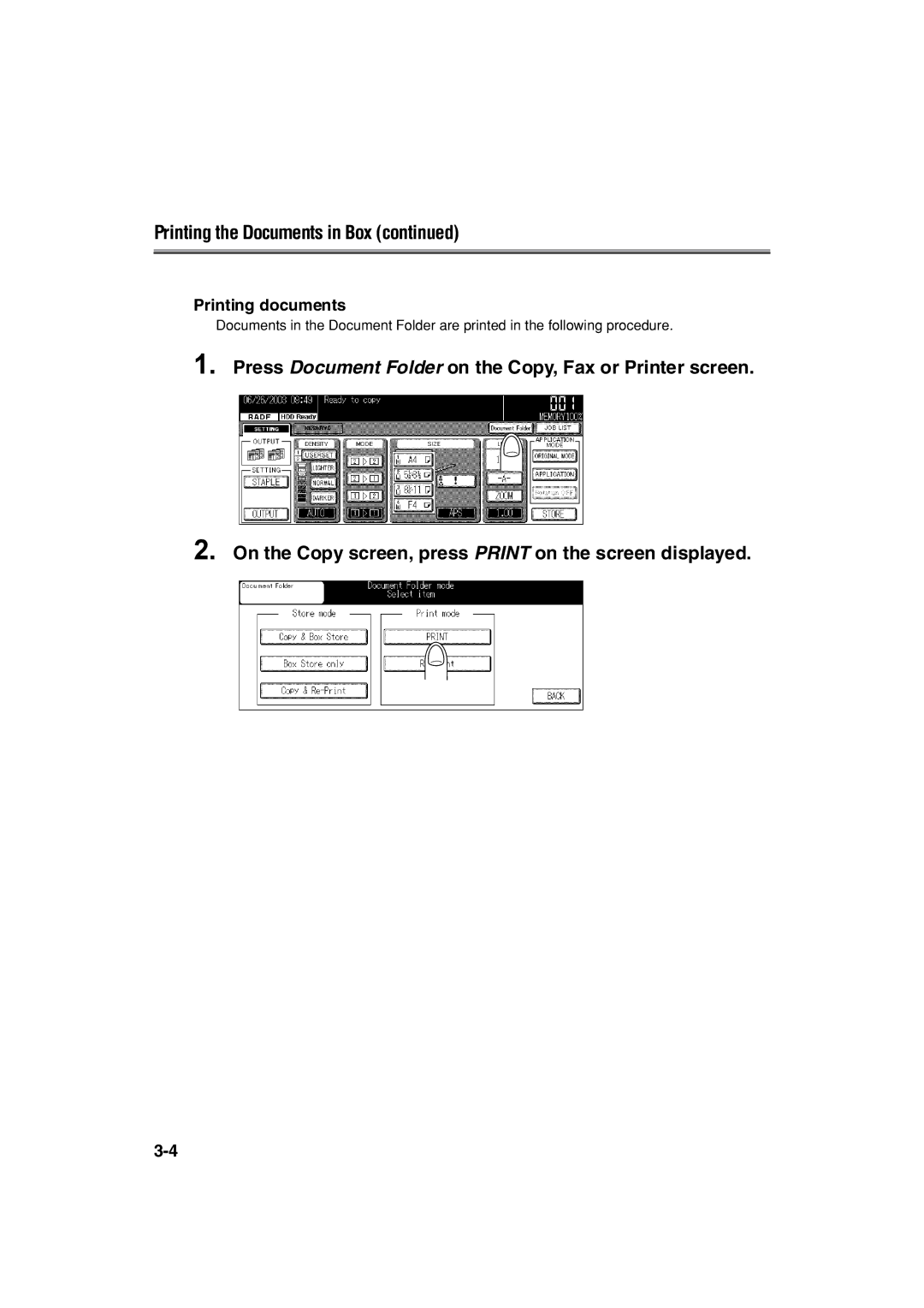 Konica Minolta 7222 manual Printing the Documents in Box, Printing documents 