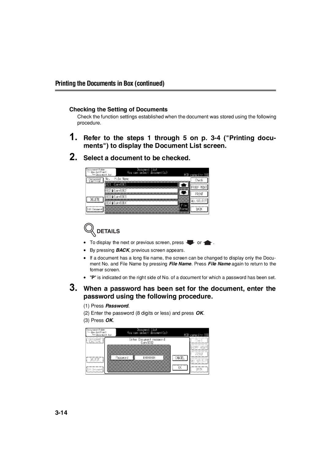 Konica Minolta 7222 manual Checking the Setting of Documents 