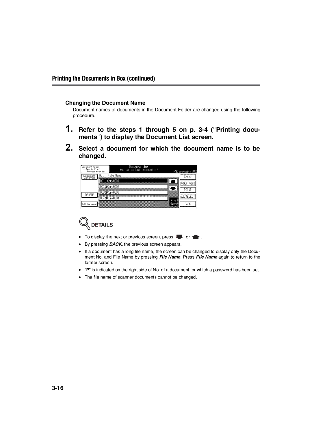 Konica Minolta 7222 manual Changing the Document Name 