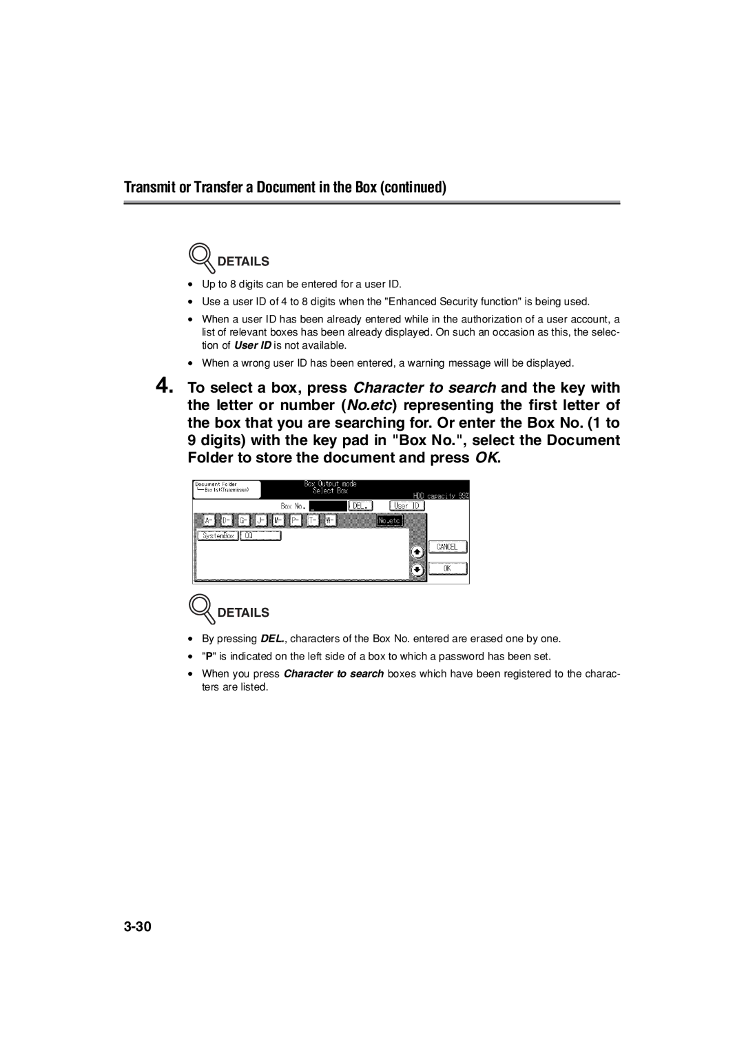 Konica Minolta 7222 manual Transmit or Transfer a Document in the Box 