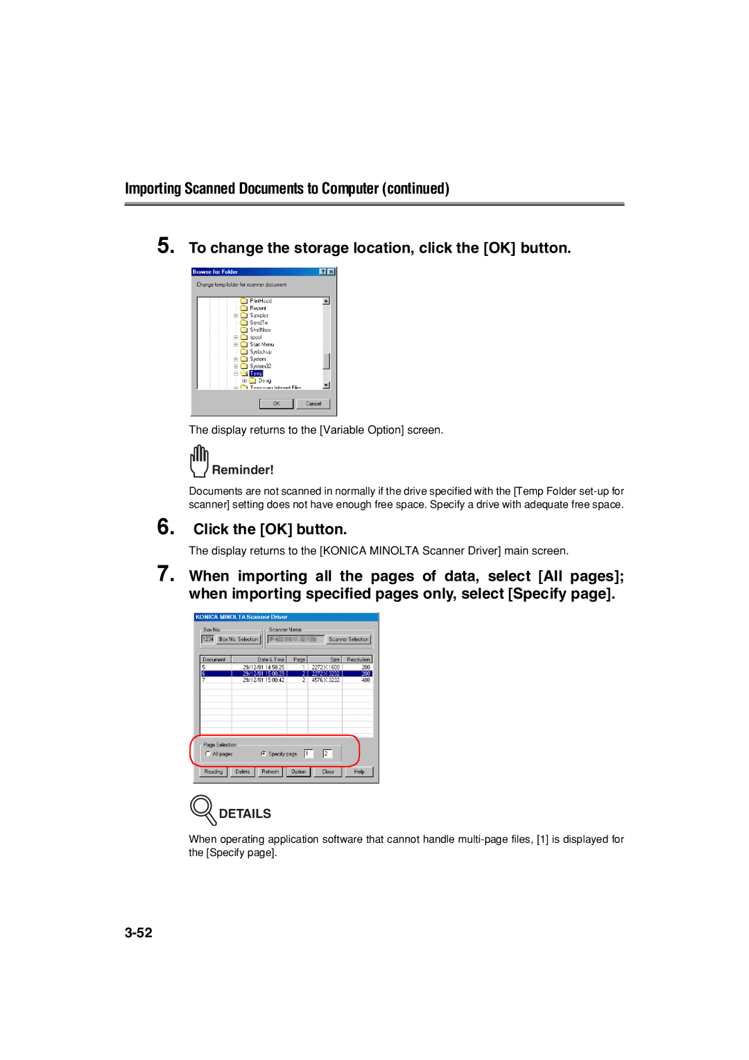 Konica Minolta 7222 manual Display returns to the Variable Option screen 