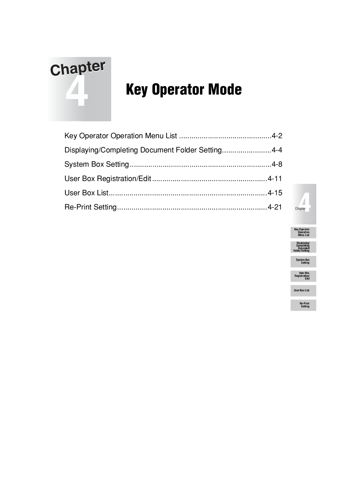 Konica Minolta 7222 manual Key Operator Mode 