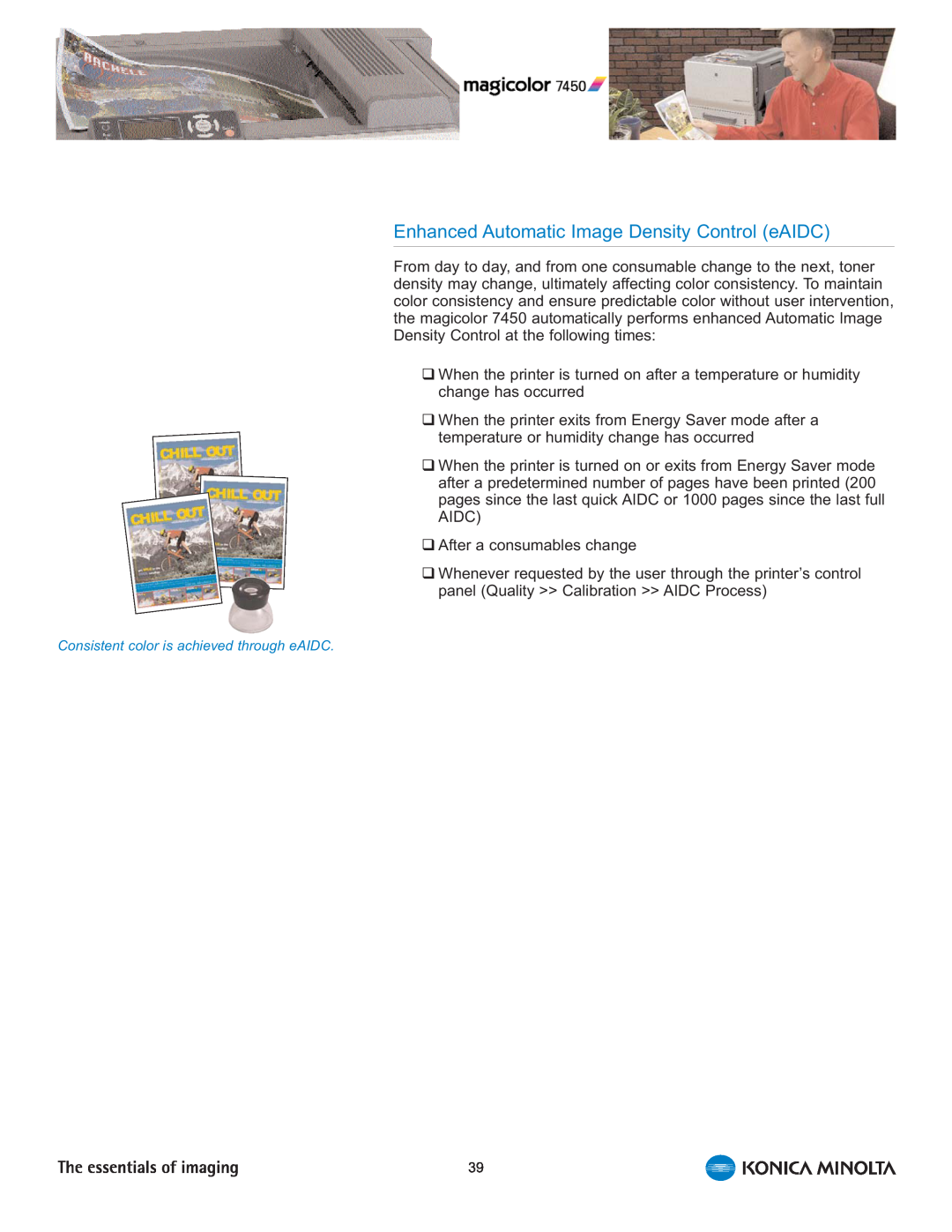Konica Minolta 7450 manual Enhanced Automatic Image Density Control eAIDC 