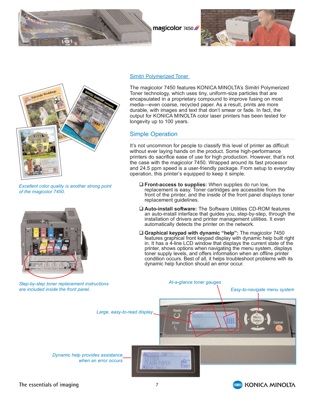 Konica Minolta 7450 manual Simple Operation 