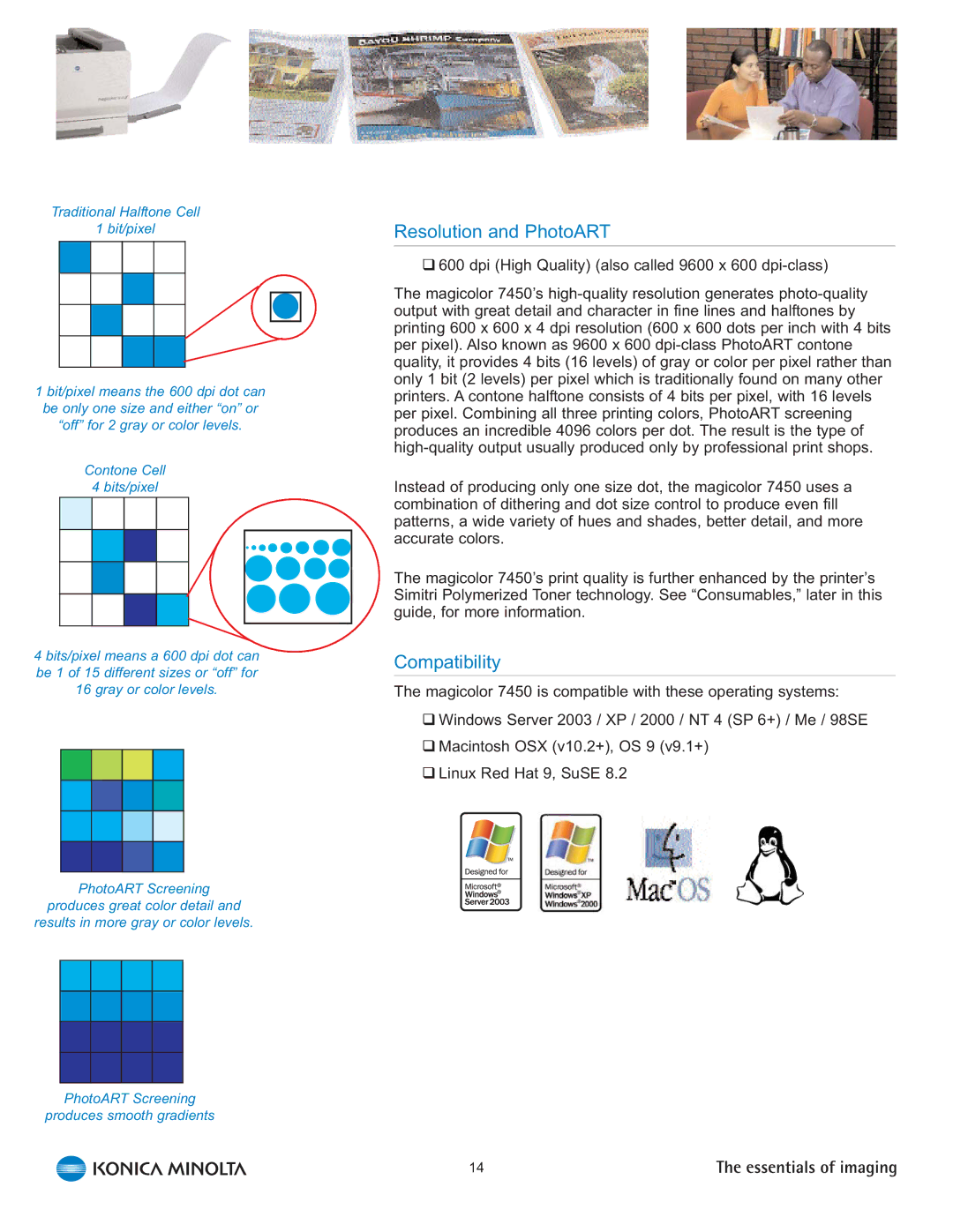 Konica Minolta 7450 manual Resolution and PhotoART, Compatibility 