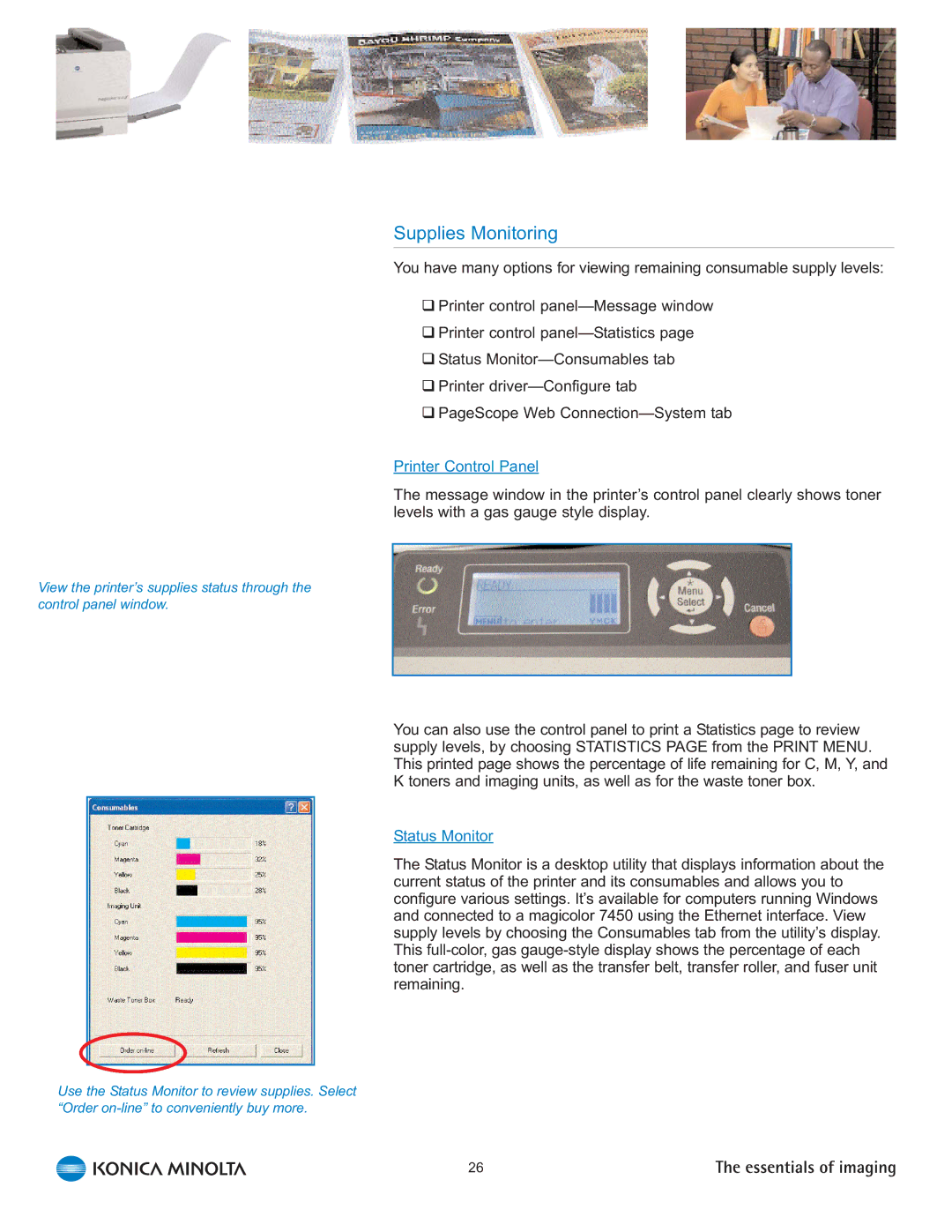 Konica Minolta 7450 manual Supplies Monitoring 