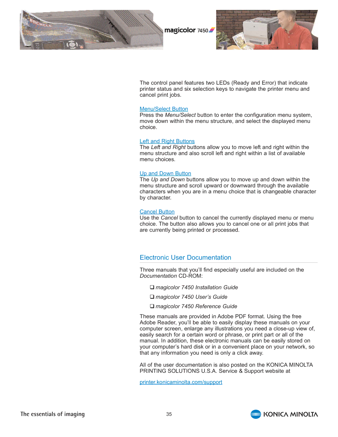 Konica Minolta 7450 manual Electronic User Documentation 