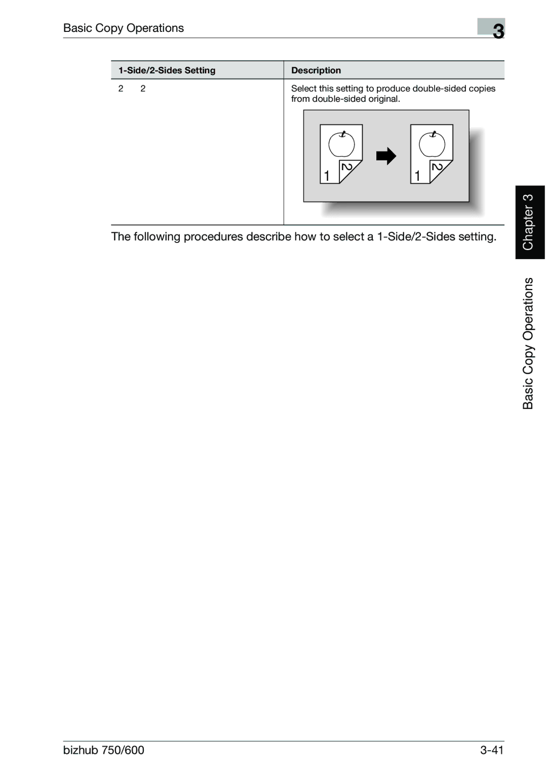 Konica Minolta 750 manual Select this setting to produce double-sided copies 