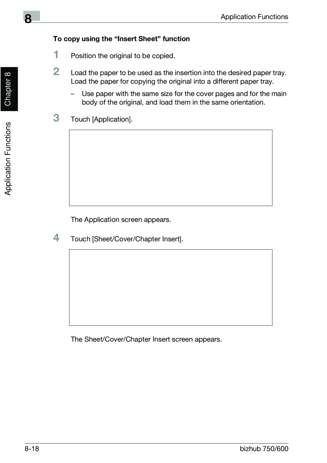 Konica Minolta 750 manual To copy using the Insert Sheet function 