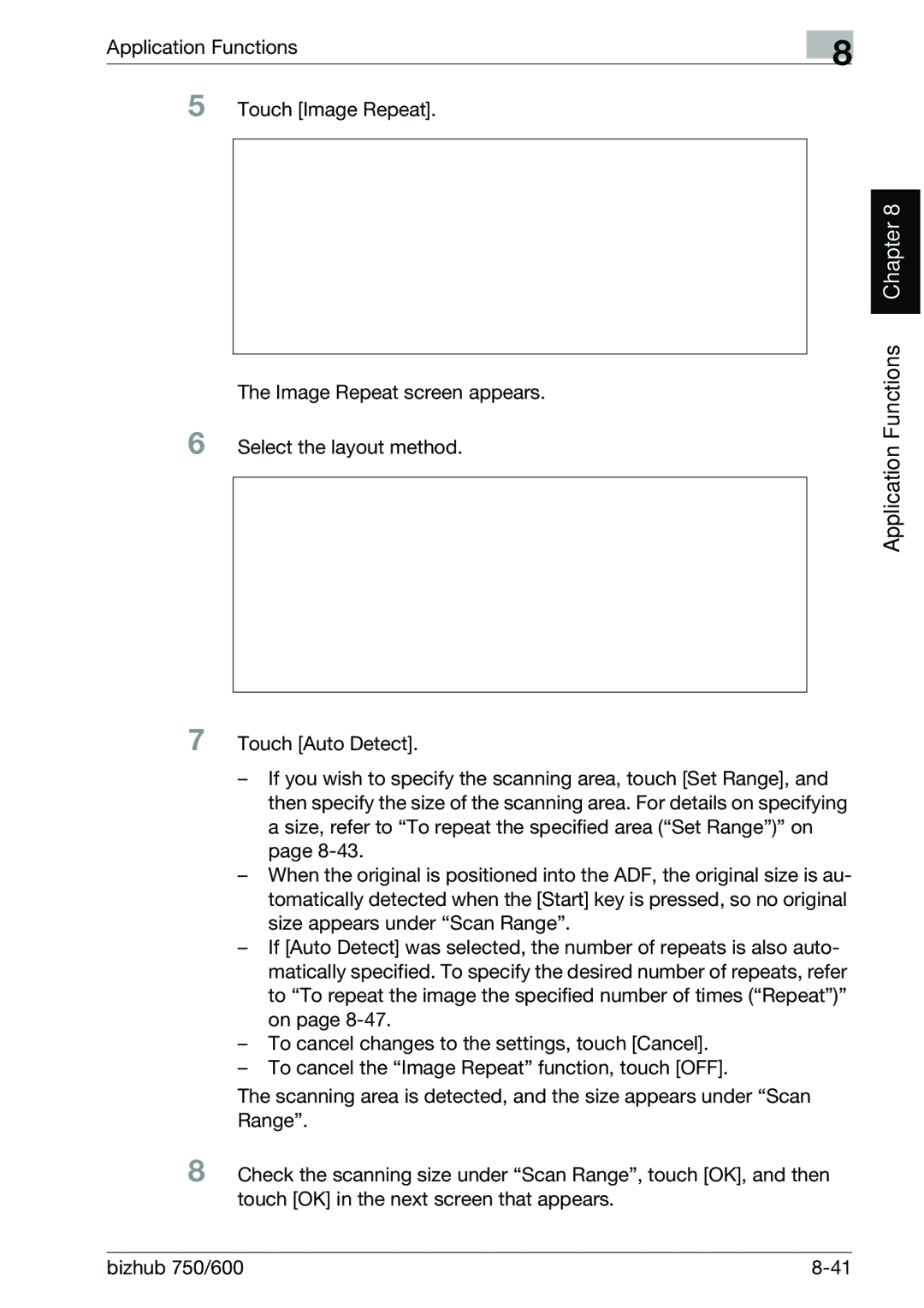 Konica Minolta 750 manual Application Functions Chapter 