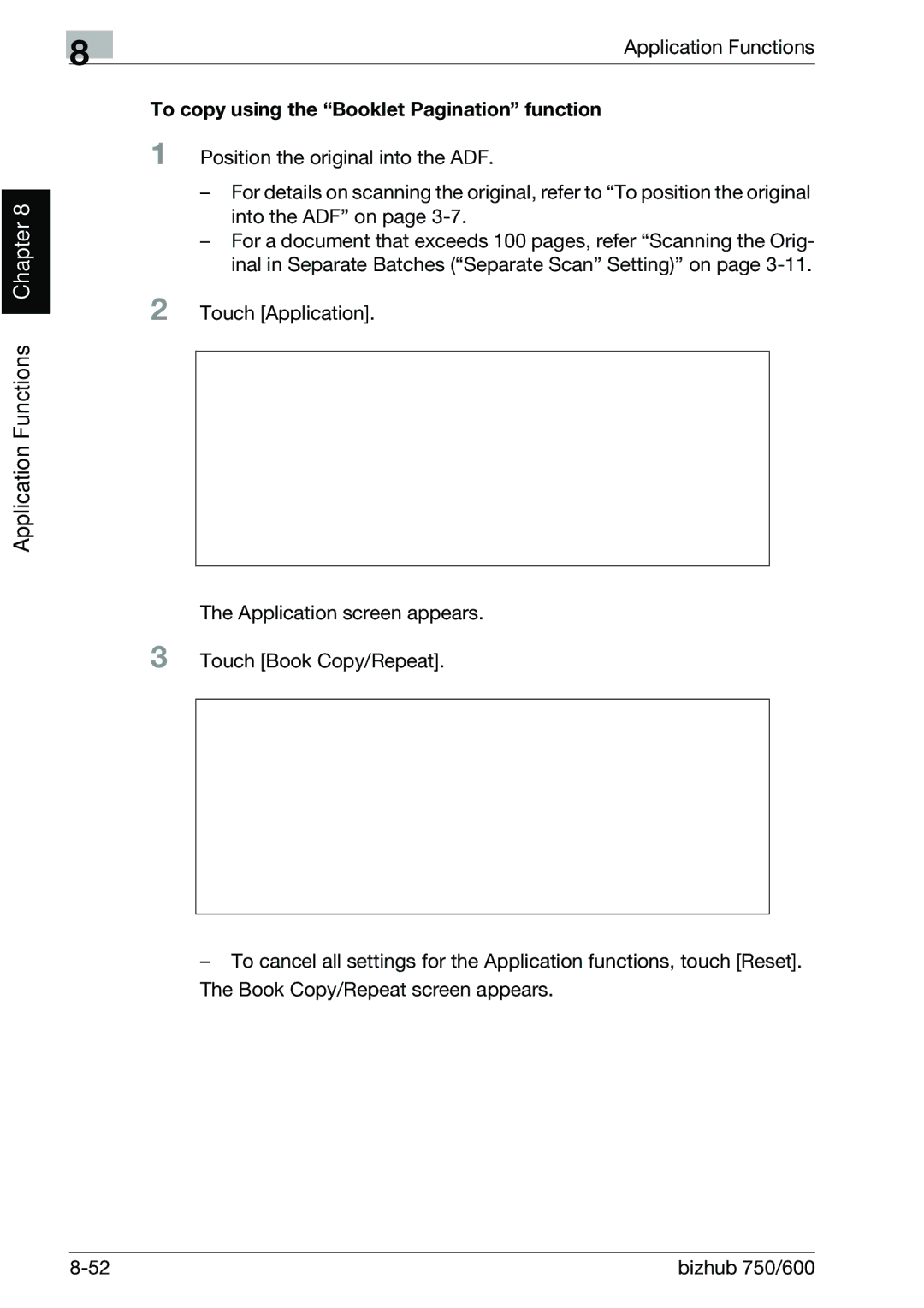 Konica Minolta 750 manual To copy using the Booklet Pagination function 