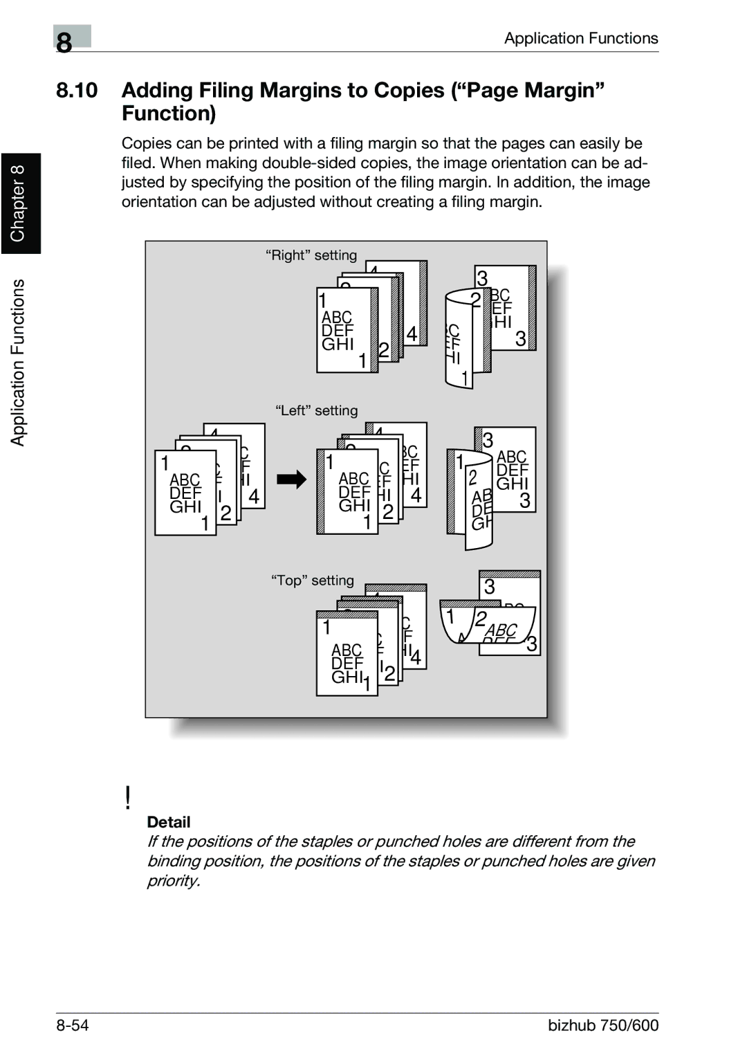 Konica Minolta 750 manual Adding Filing Margins to Copies Page Margin Function, Def 