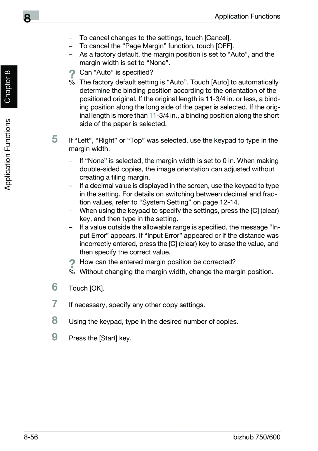 Konica Minolta 750 manual Application Functions Chapter 