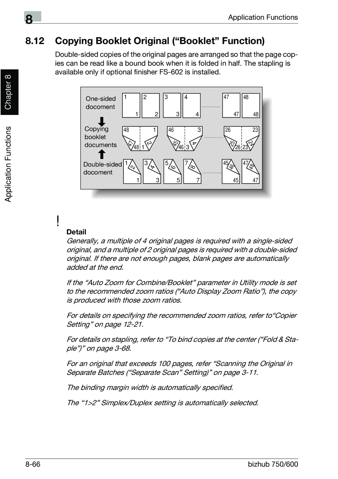 Konica Minolta 750 manual Copying Booklet Original Booklet Function, Detail 
